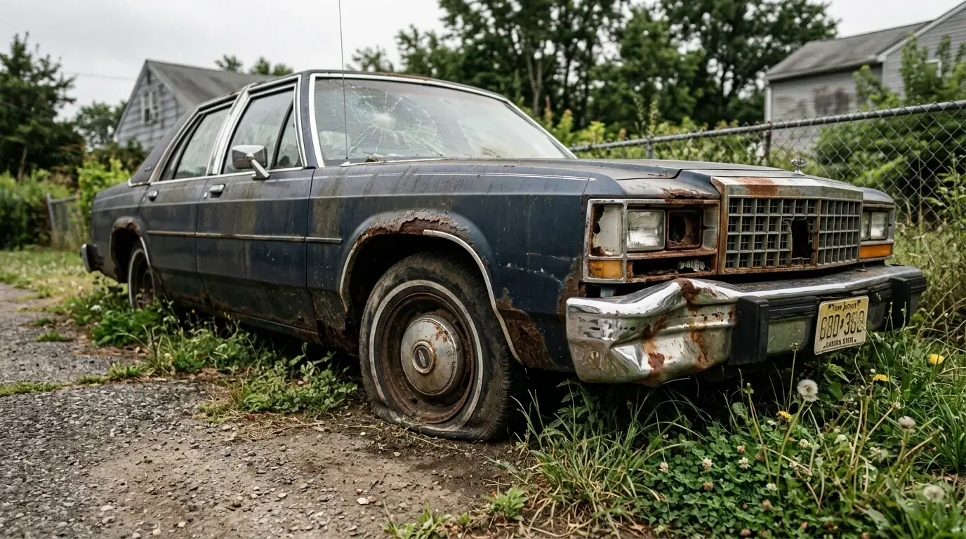 Damaged and non-running car pickup